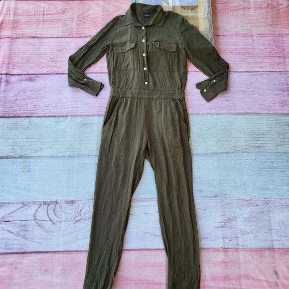Madewell Olive Green Utility Pocket Straight Leg Pocket Jumpsuit Small - Picture 1 of 6